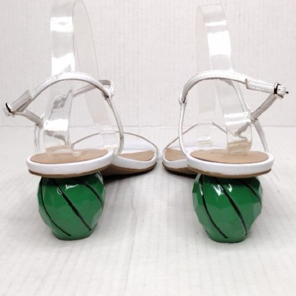 INC White Green Calise Square Toe Buckle Ankle Vacation Embellished Round Heel - Picture 7 of 15